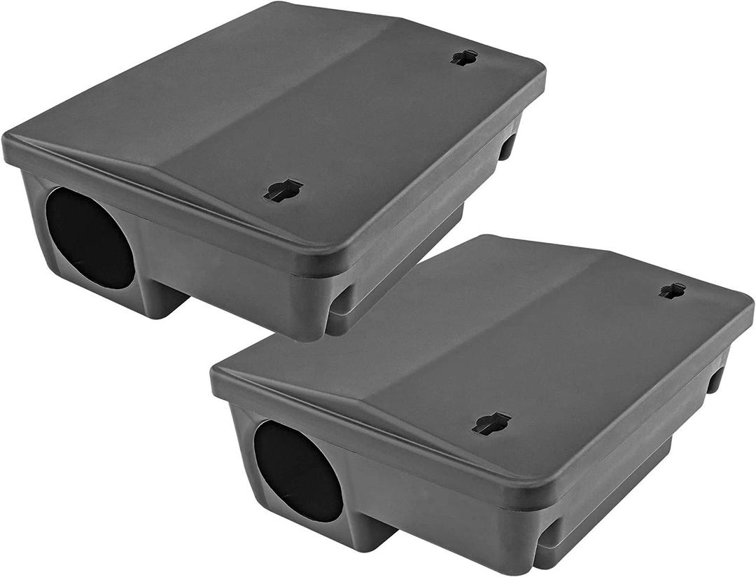 iTrap Mice & Rat Bait Stations, Indoor/Outdoor, Child & Pet-Safe Locking Box, Mounting Bracket Included, Rodent Control, 2 Pack