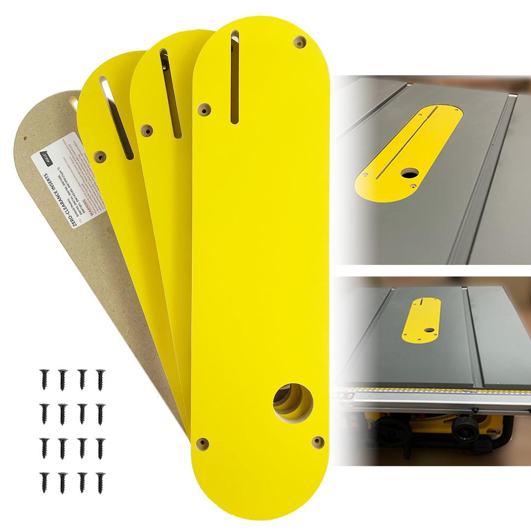 Zero Clearance Inserts For DeWalt 7491, 7491RS, 7490 (Type 1), 744, 745, 746, 7480, with Riving Knife Slot, Precise Cuts with No Tear-Out, Include Off-set Screws, Easy Height Adjustment, 4-Pack