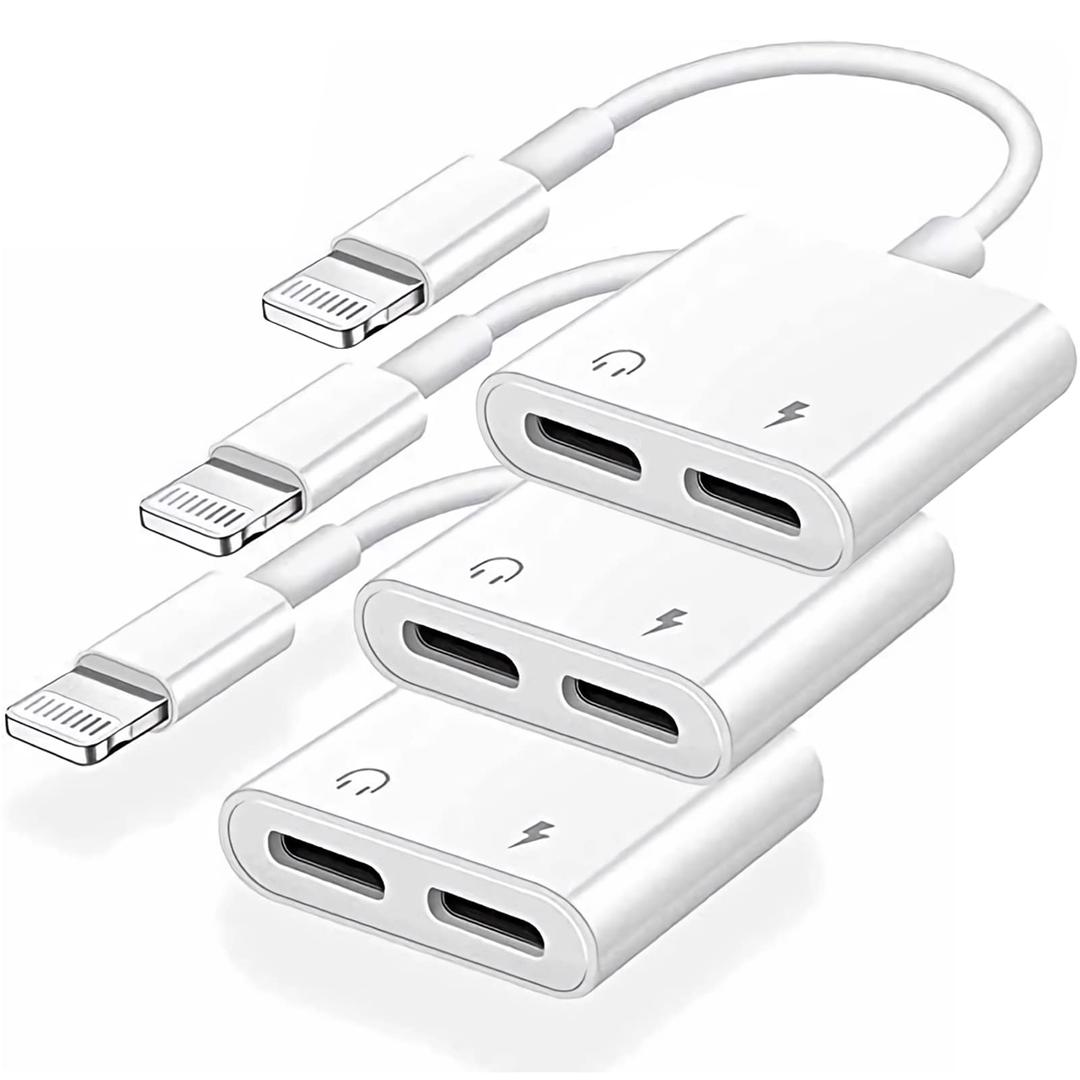 iPhone Headphones Adapter,[Apple MFi Certified] 3 Pack Dual Lightning Audio+Charger Adapter,iPhone Splitter Audio Dongle Splitter for iPhone 14 Pro Max/13/12/11/SE/XR/XS/8/7/6 Support Call