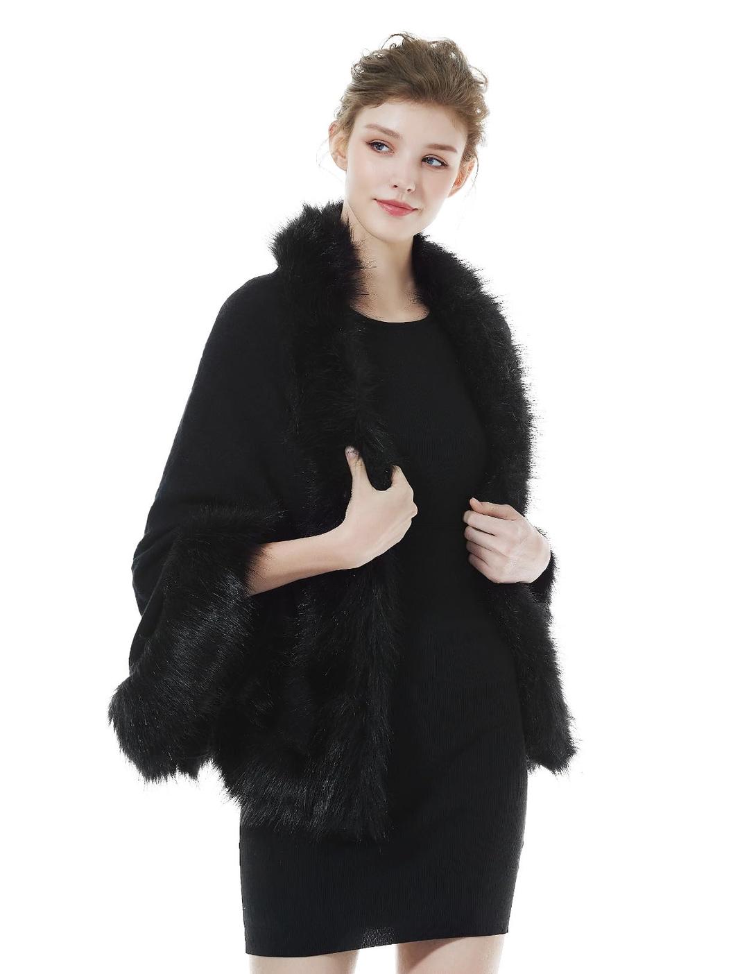 BEAUTELICATEFaux Fur Shawl Wrap Stole Shrug Bridal Winter Wedding with Hook