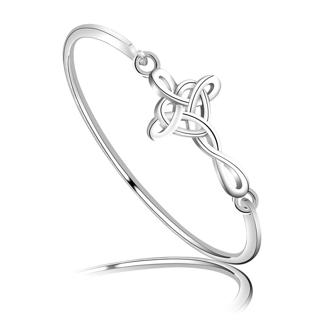 WSNANG Celtic Knot Cross Open Bangle Bracelet Religious Infinity Love Irish Celtics Jewelry Gift for Women Girls