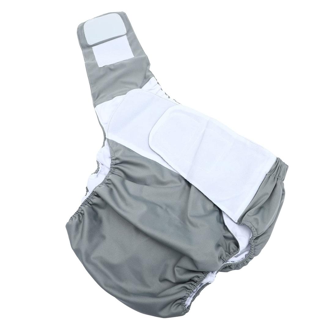 Underwear Washable Cloth Maximum Absorbency Adjustable Waistband Diapers for the Old Men Patients Grey