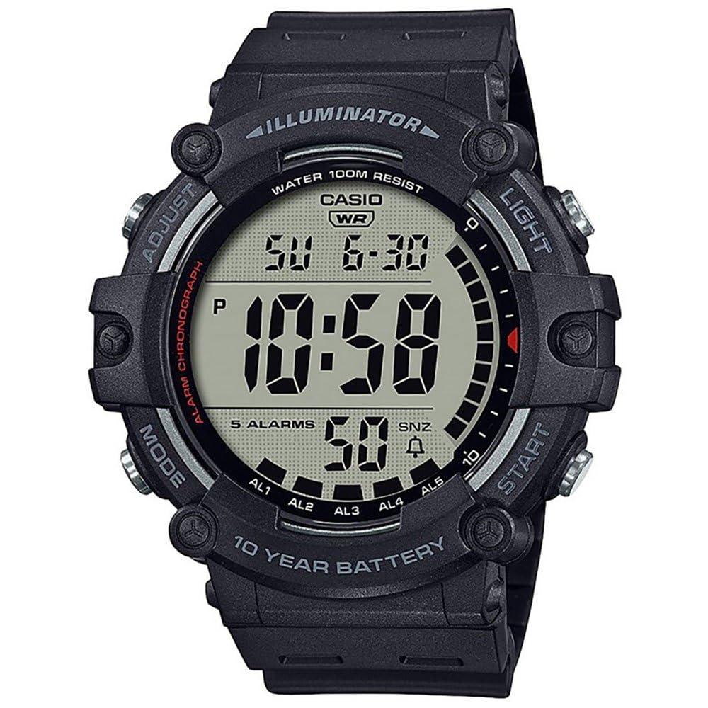 CasioIlluminator AE1500WH Series | 10-Year Battery | LED Backlight | 5-Alarms | 1/100 Sec Stopwatch | Men's Digital Watch