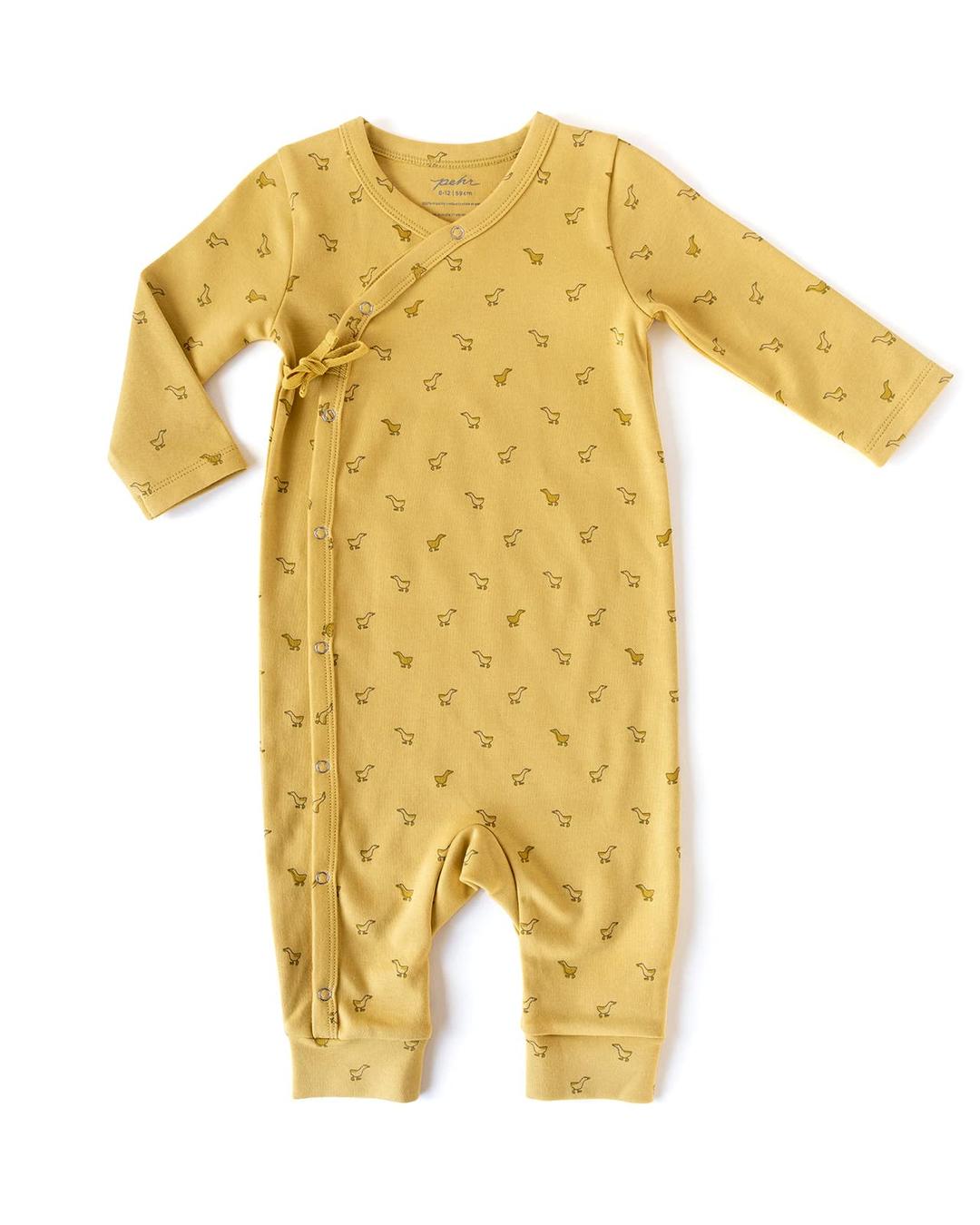 PEHRPEHR Front Tie Kimono Romper Hatchling Duck / 3-6 mos.,Marigold