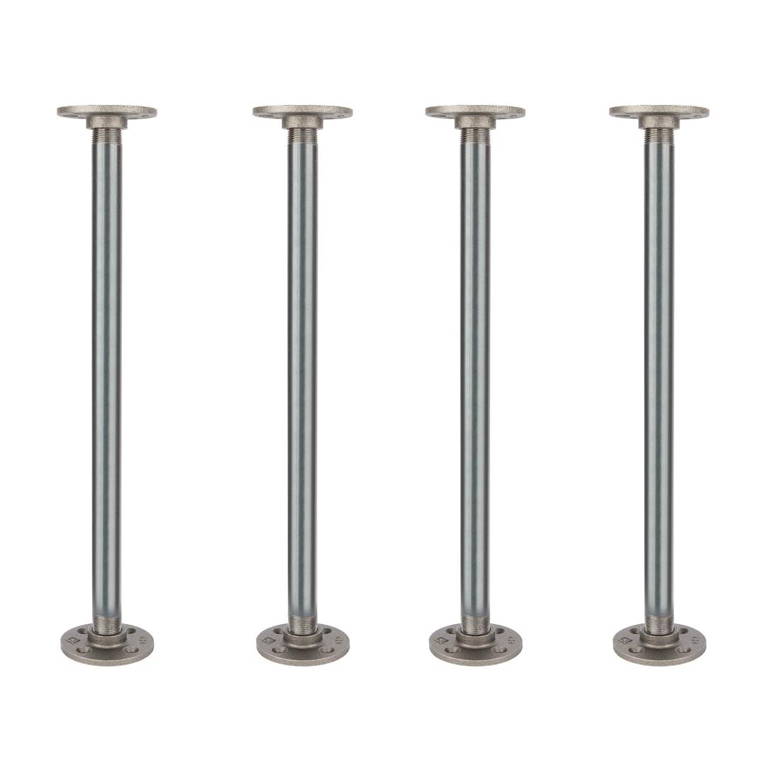 PIPE DECOR ¾ in. x 18 in. Round Flange Pipe Table Legs (4 Pack), Industrial Steel Grey Fittings and Authentic Steel Plumbing Pipe, DIY Coffee Table Leg Kit with Hardware