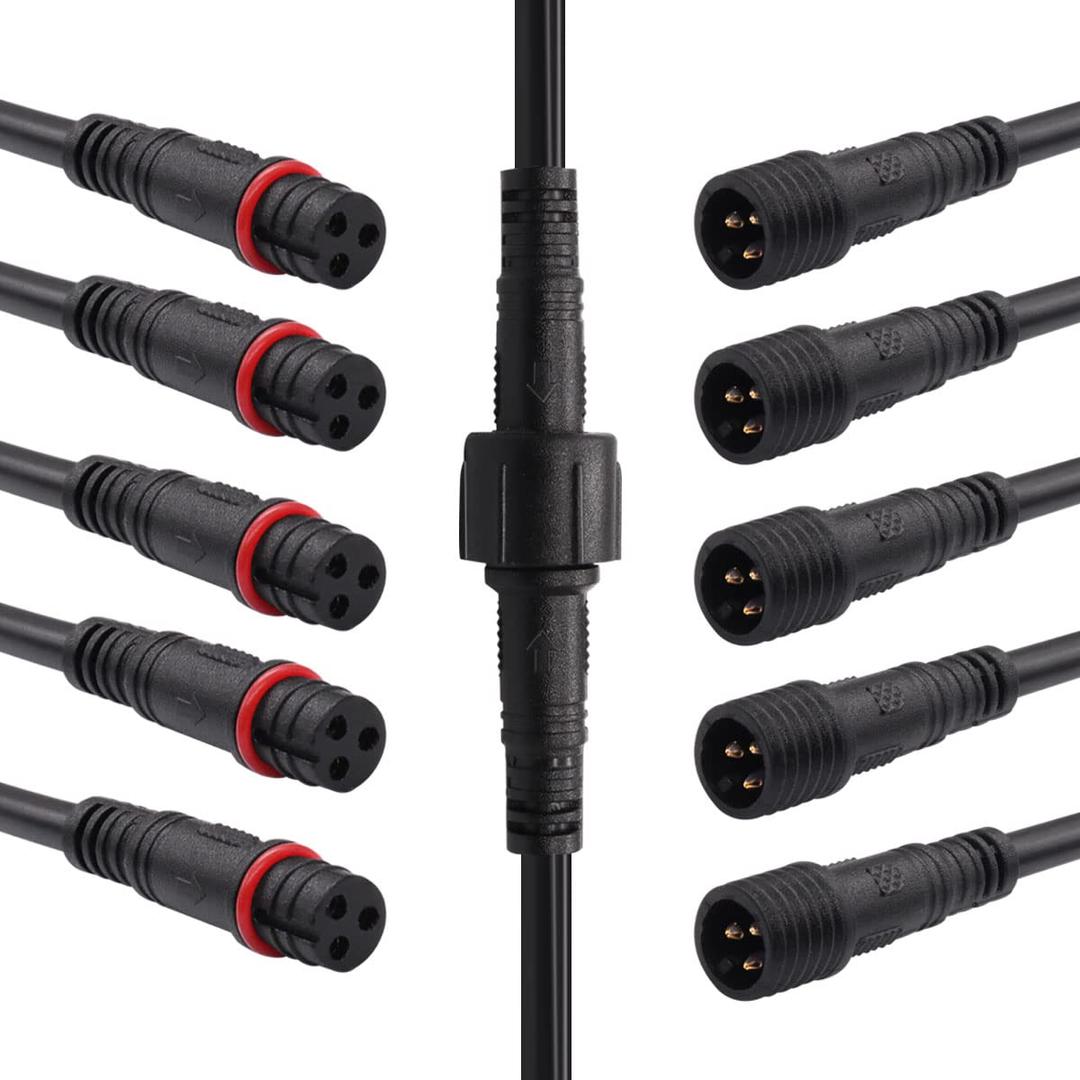 mxuteuk 6 Pairs 22AWG 3 Pin Electrical Connector,7.87in/20cm Wire Waterproof Male Female Connector,for LED Strip,Car,Truck,Boat M1-046-3P