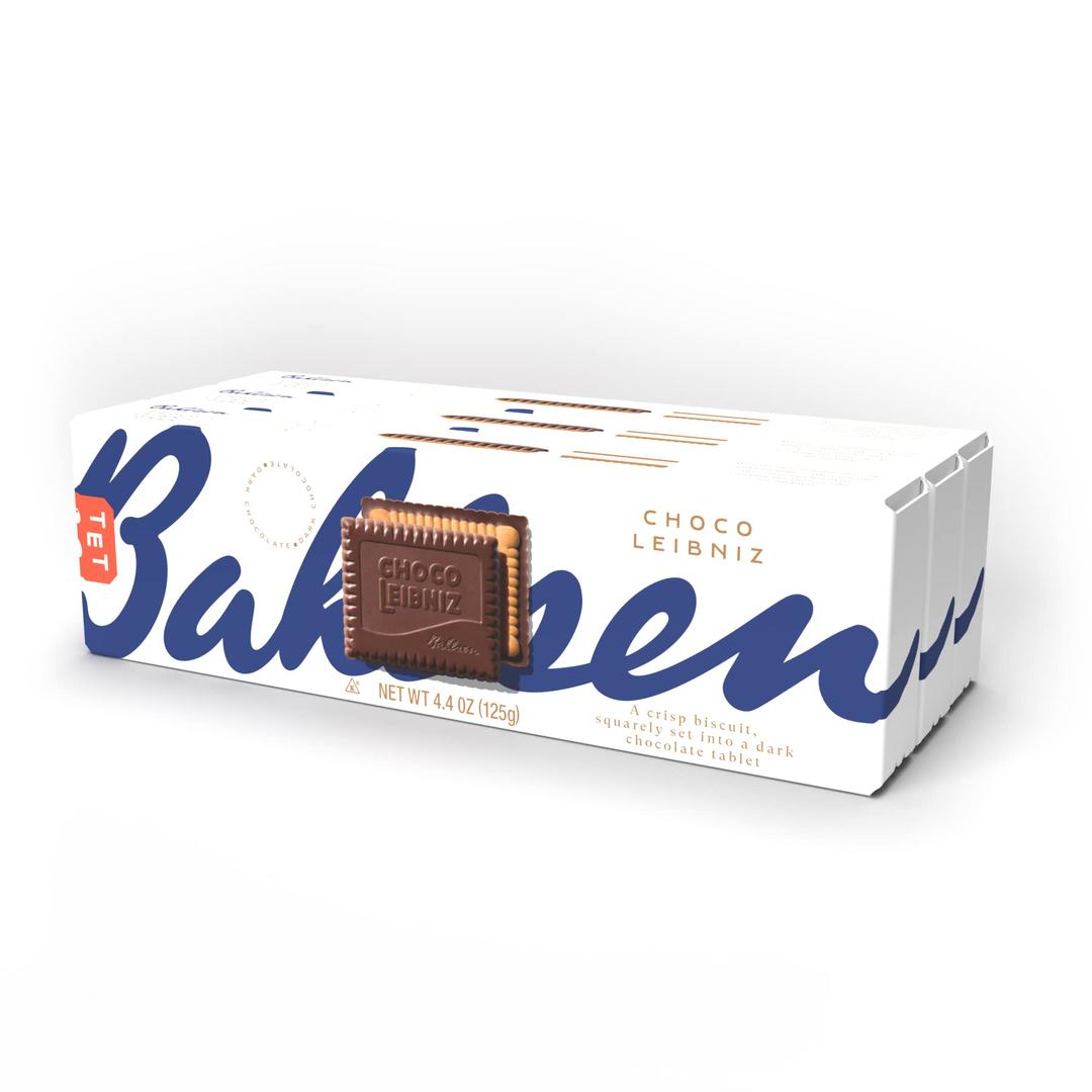 Bahlsen Choco Leibniz Dark Cookies (3 boxes) - Leibniz Butter Biscuits topped with a thick layer of German Chocolate - 4.4 oz boxes