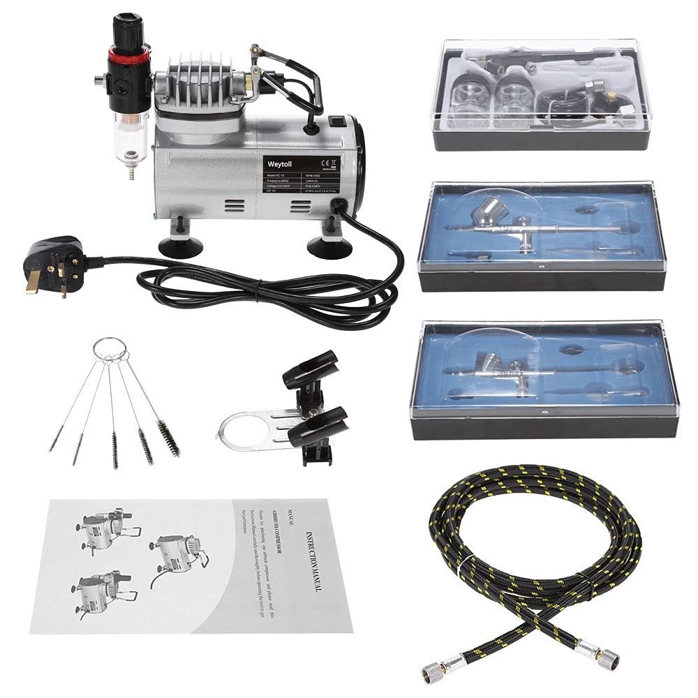 OUNA Professional Airbrush Air Compressor Kit Hobby Nail Art Paint Spraying Air Brush Set wi Cleaning Brush