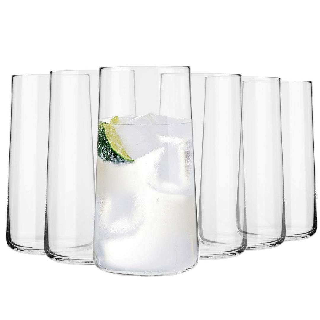 Krosno Tall Water Glasses, Set of 6, 18.3 oz, Avant-Garde Collection, Lightweight Crystal Glass, Perfect for Everyday, Dishwasher Safe, Made in Europe