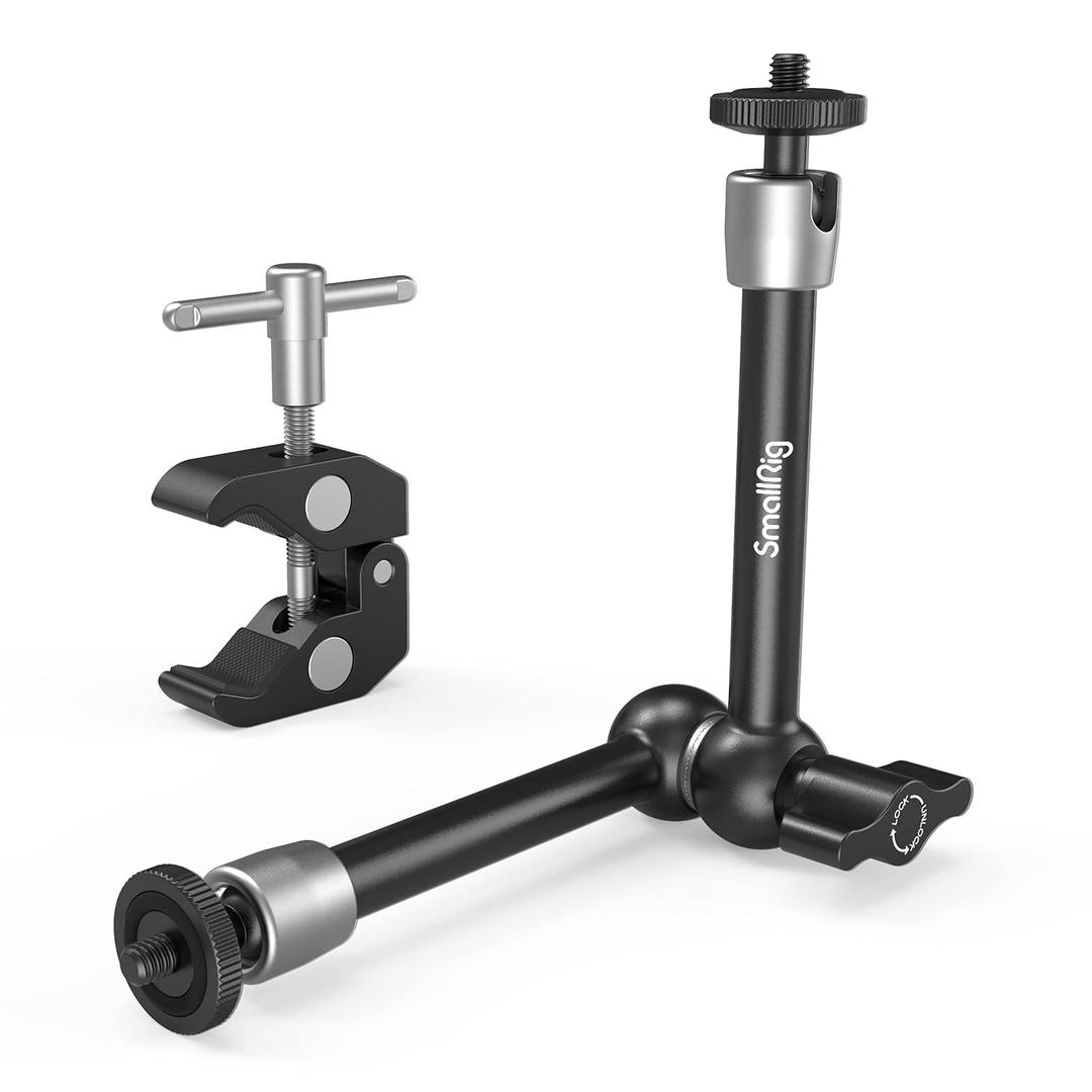 SMALLRIG Clamp w/ 1/4" and 3/8" Thread and 9.8 Inches Adjustable Friction Power Articulating Magic Arm with 1/4" Thread Screw for LCD Monitor/LED Lights - KBUM2732B