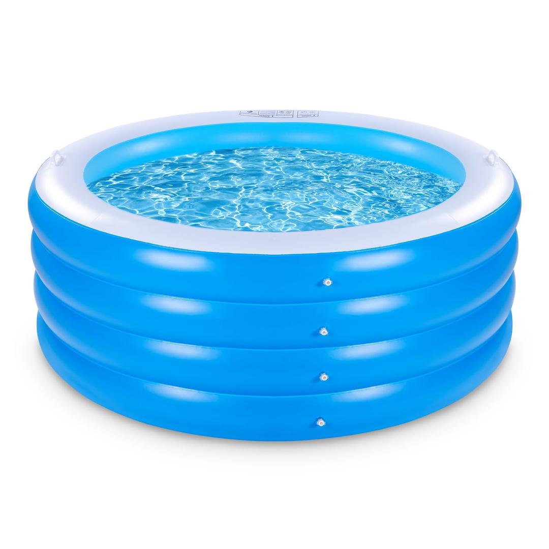 Inflatable Swimming Pool, 70"x30" Large Deep Round Inflatable Pool with Handles Family Pool, Summer Water Party, Kids, Outdoor, Garden Backyard, Suitable for Adults & 3+ Year Olds (Blue)