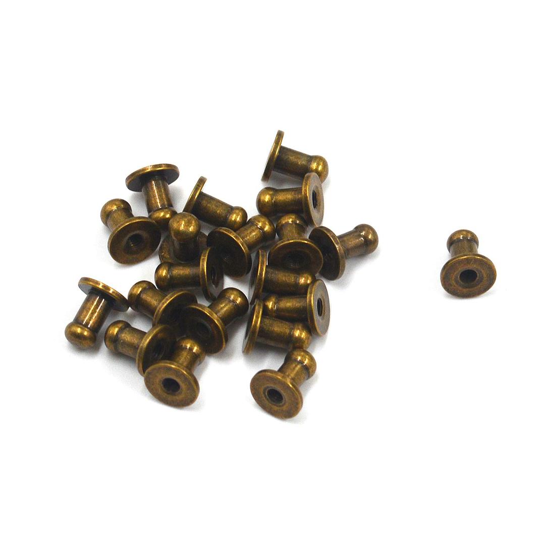 MY MIRONEY Antique Bronze 4mm Round Head Button Stud Screws 20 Pack Leather Craft Belt Nail Rivets