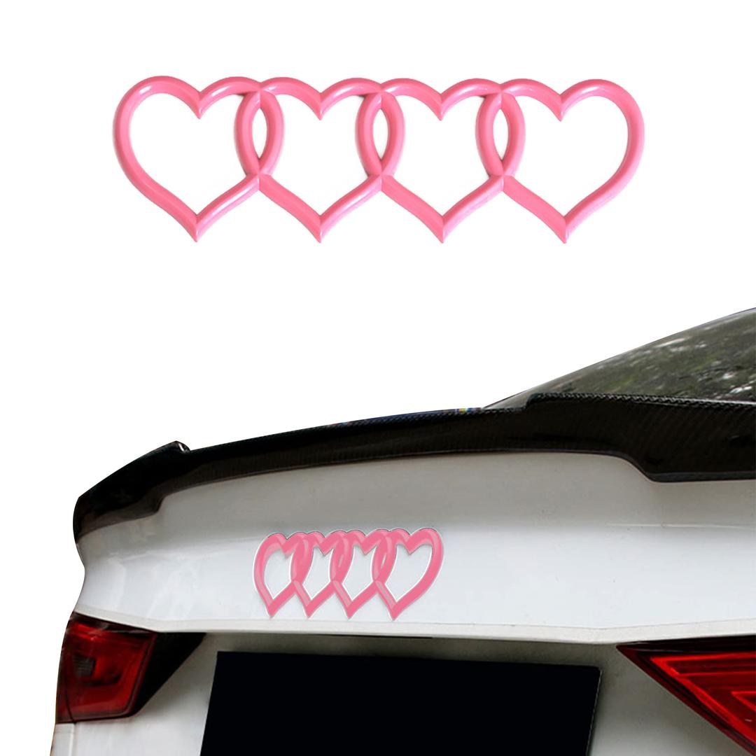 3D Badge Decal Sticker, Love Heart Logo Rear Trunk Emblem, Car Replacement 3D Sticker, Car Exterior Emblems Badge 3D Sticker Decal Fit for Audi A3 A4 A5 A6 A8 TT R8 Q3 Q5 Q7 (Pink)