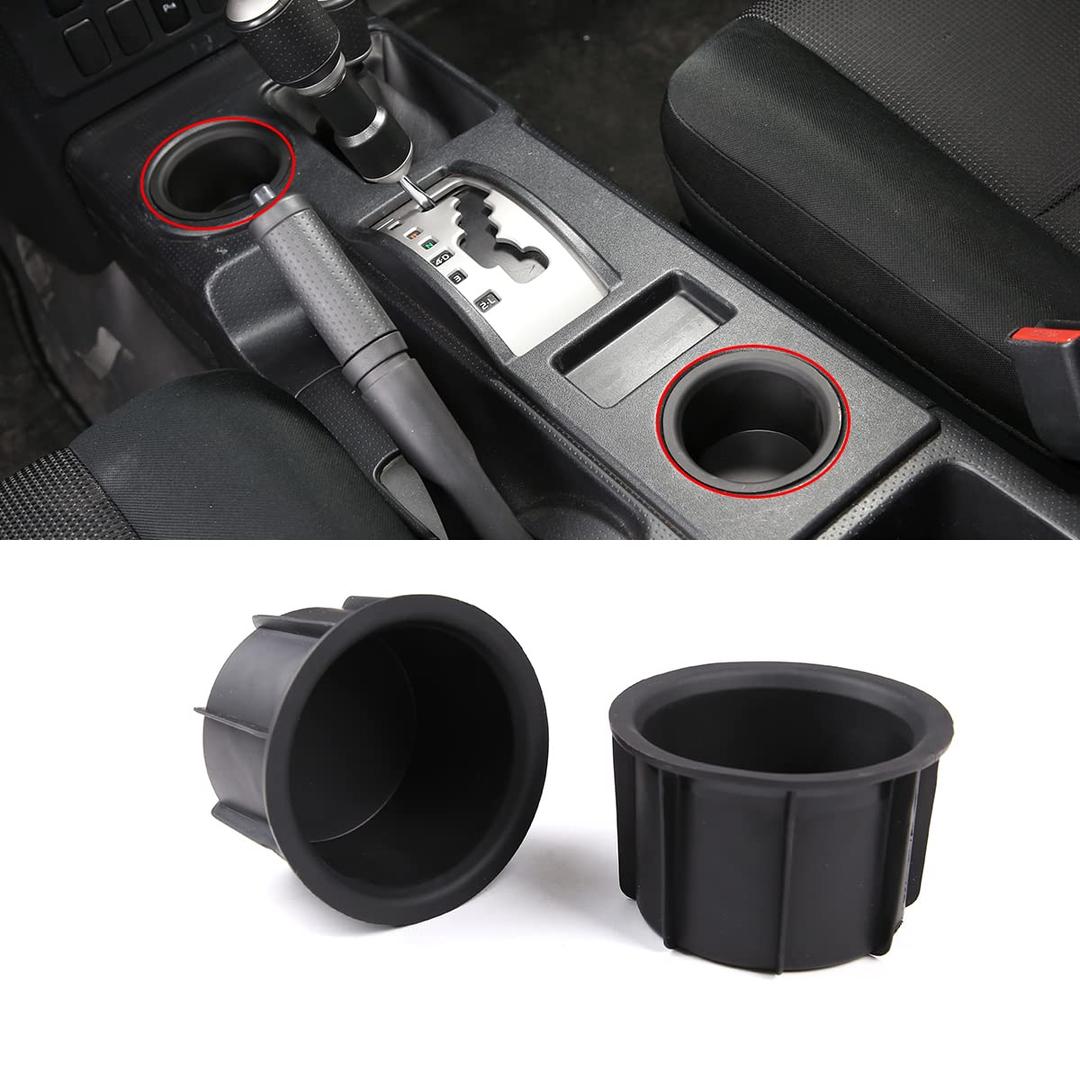 Fit for Toyota FJ Cruiser 2007-2021 Gear Shift Console Cup Holder Sub Assembly, Cup Holder Inserts Replacement Storage Cup Holder, 2PCS (Black)