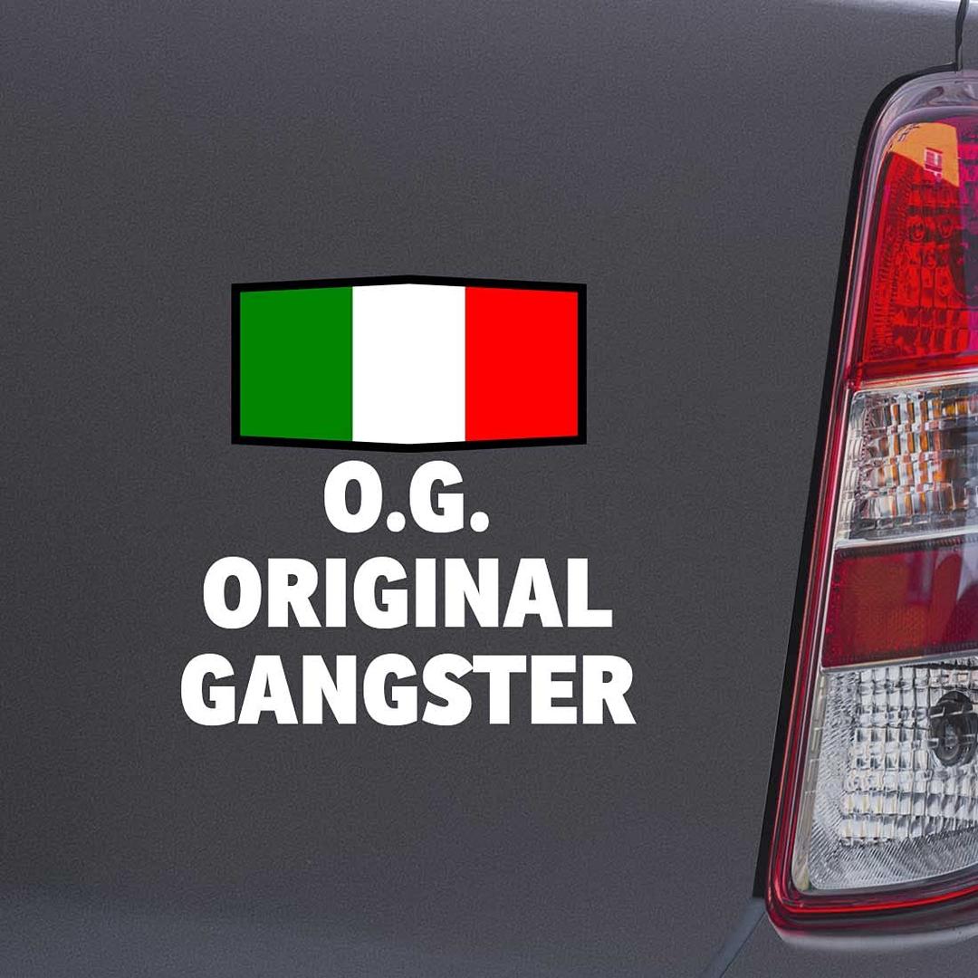 OG Original Gangster Italy Italian Flag White Color Car Laptop Wall Bumper Decal Sticker, DesI88