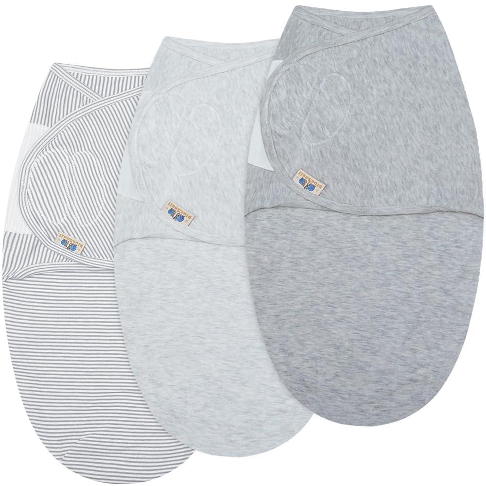 BlueSnailUltra Soft Newborn Essentials Easy Wrap Swaddle Blankets, Adjustable Baby Cotton Swaddle Wrap (Heather Grey)