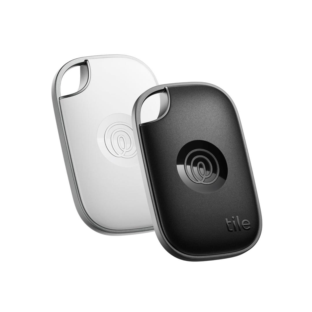 Tile by Life360 Pro (2024) - Powerful Bluetooth Tracker, Key Finder and Item Locator for Keys Bags, and More. Both iOS and Android Compatible. Phone Finder. 2-Pack (Black/White)