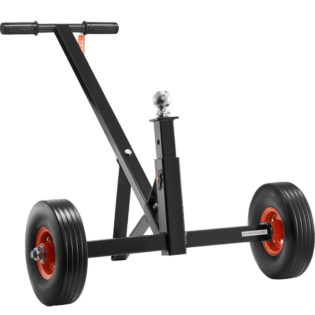 VEVOR Adjustable Trailer Dolly, 600lbs Tongue Weight Capacity, Carbon Steel Trailer Mover with 16''-24'' Adjustable Height, 1-7/8'' Hitch Ball & 10'' Solid Tires, Ideal for Moving Car RV Boat Trailer