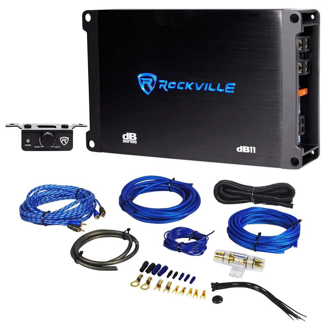 Rockville dB11 1400w Peak/350 watt RMS Mono 2-Ohm Amplifier Car Amp+Bass Remote