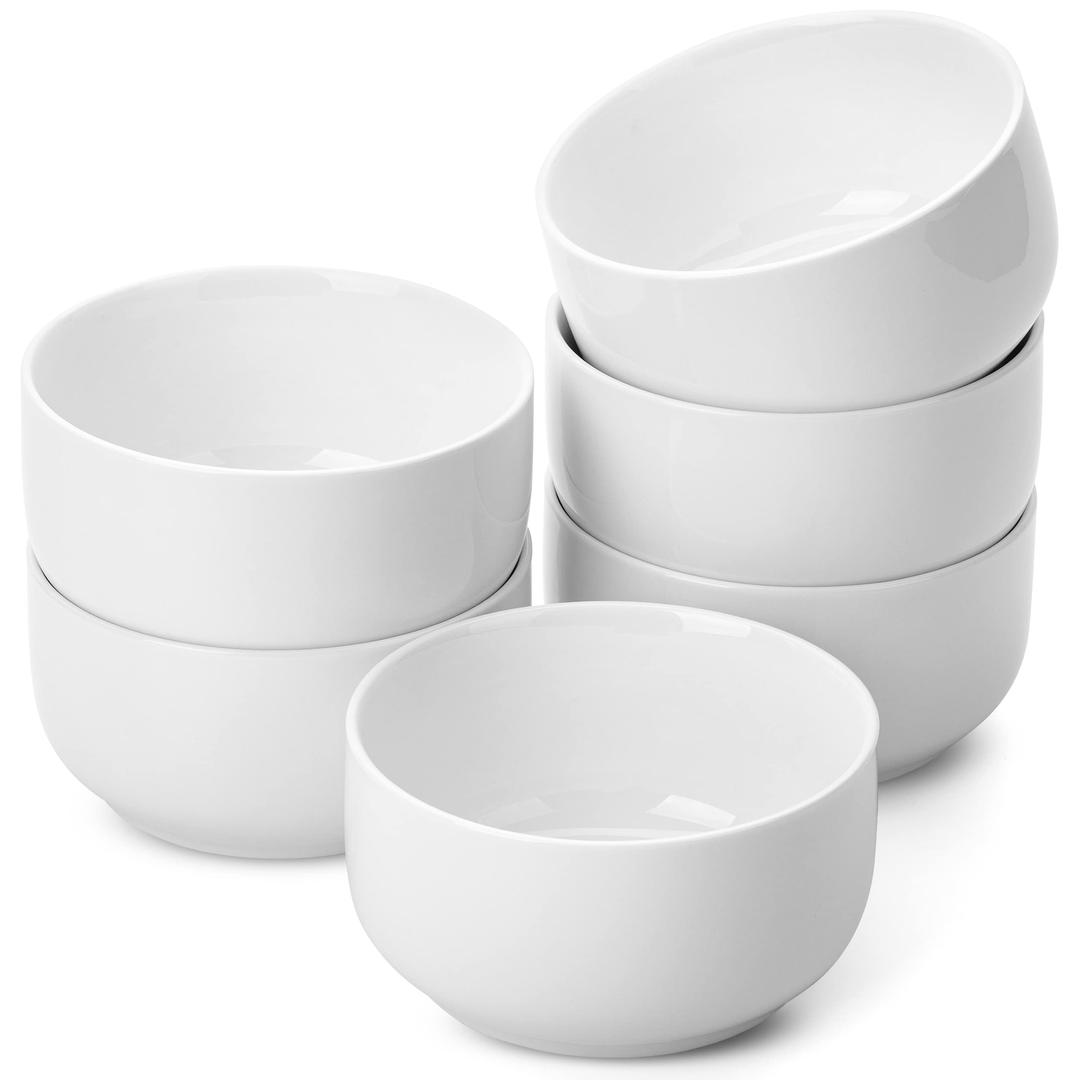 BTaT- White Cereal Bowls, Set of 6, 22 Ounces, Bowls, Cereal Bowl, White Bowls, Small Bowls, White Soup Bowls, Porcelain Bowl, Set of Bowls, White Porcelain Bowls, Deep Bowls