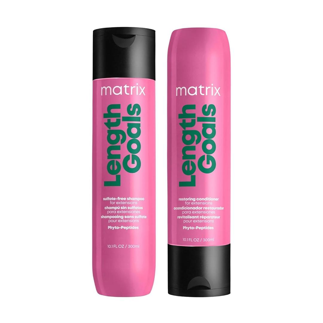 Matrix Length Goals Shampoo and Conditioner Set For Extensions | Softens & Nourishes Hair | Paraben Free | Detangling | For Natural Hair, Hair Extensions & Wigs | Packaging May Vary | 10 Fl. Oz.