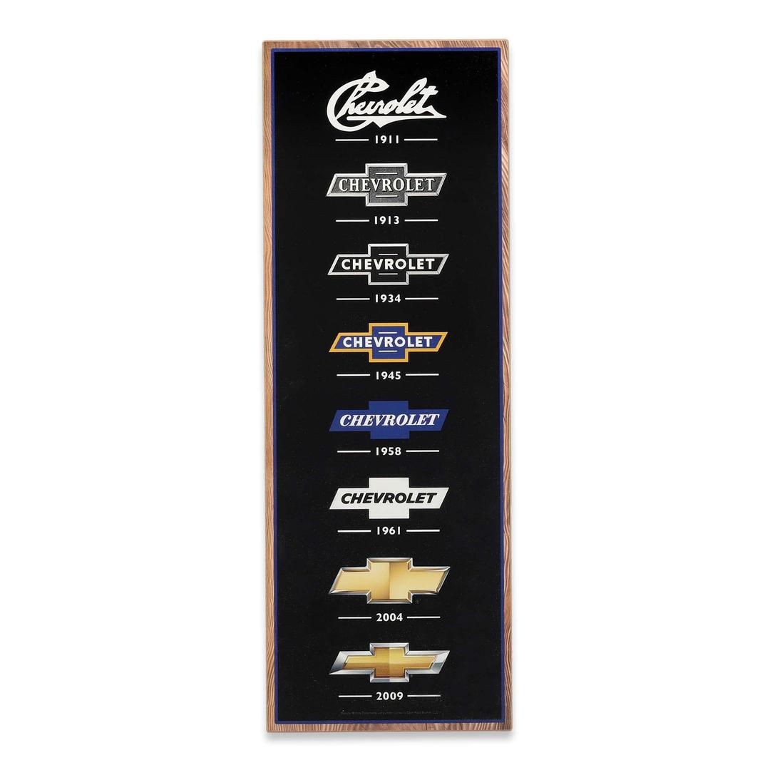 Chevrolet Logo Evolution Vertical Wood Wall Decor - Large Chevrolet Wall Art for Man Cave or Garage