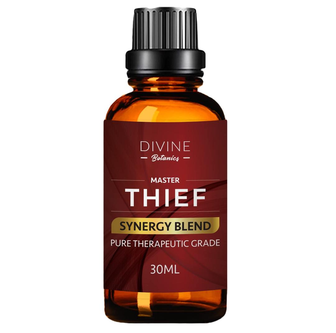 Divine Botanics Master Thief Synergy Blend Fall Essential Oils - Thieves Oil Essential Oil - Pure Natural Home Cleanse Undiluted Therapeutic Grade - Clove Cinnamon Lemon Rosemary Eucalyptus - 30 ml