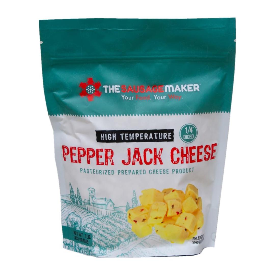 High Temperature Pepper Jack Cheese for Sausage Making - 1 lb. - 1/4 inch diced cubes