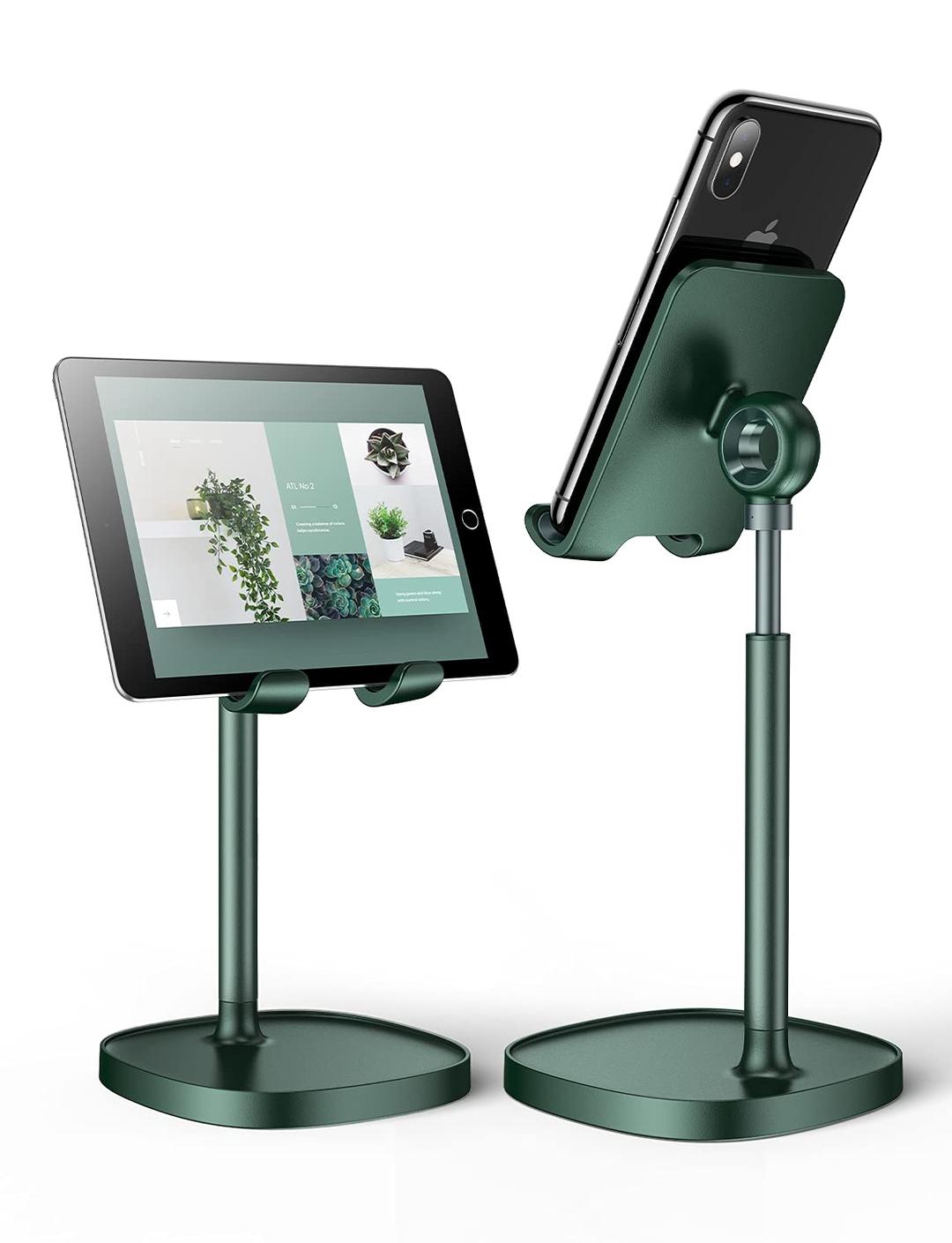 LISEN Cell Phone Stand,Angle Height Adjustable Stable Cell Phone Stand for Desk,Sturdy Aluminum Metal Phone Holder (Green)