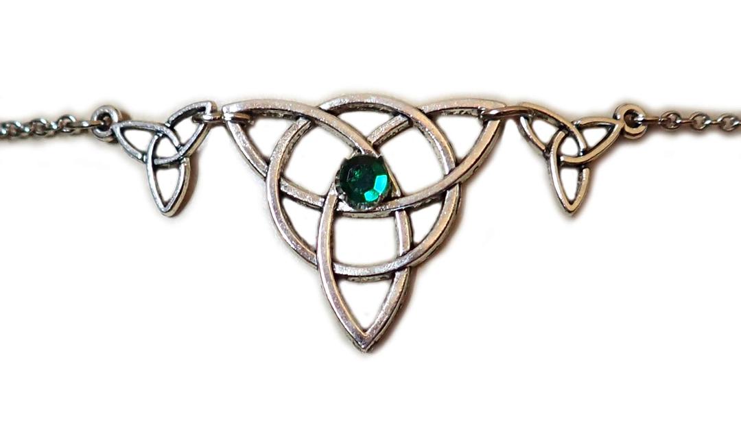 Moon Maiden Jewelry Celtic Triple Triquetra Trinity Knot Headpiece Emerald Green