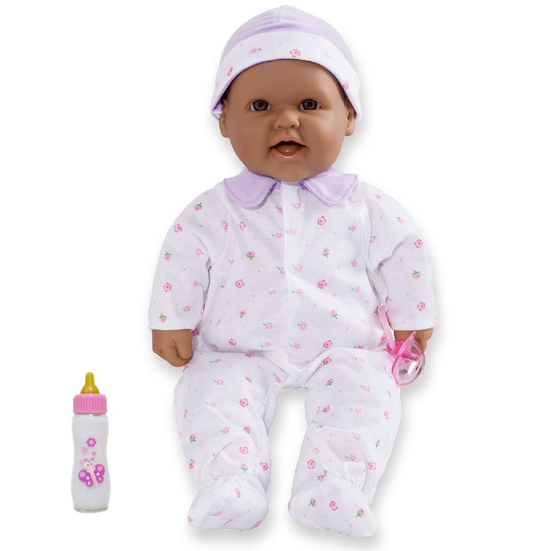 JC Toys Hispanic 16-inch Medium Soft Body Baby Doll La Baby | Washable |Removable Purple Outfit w/Hat and Pacifier | for Children 12 Months +, Hispanic-Purple