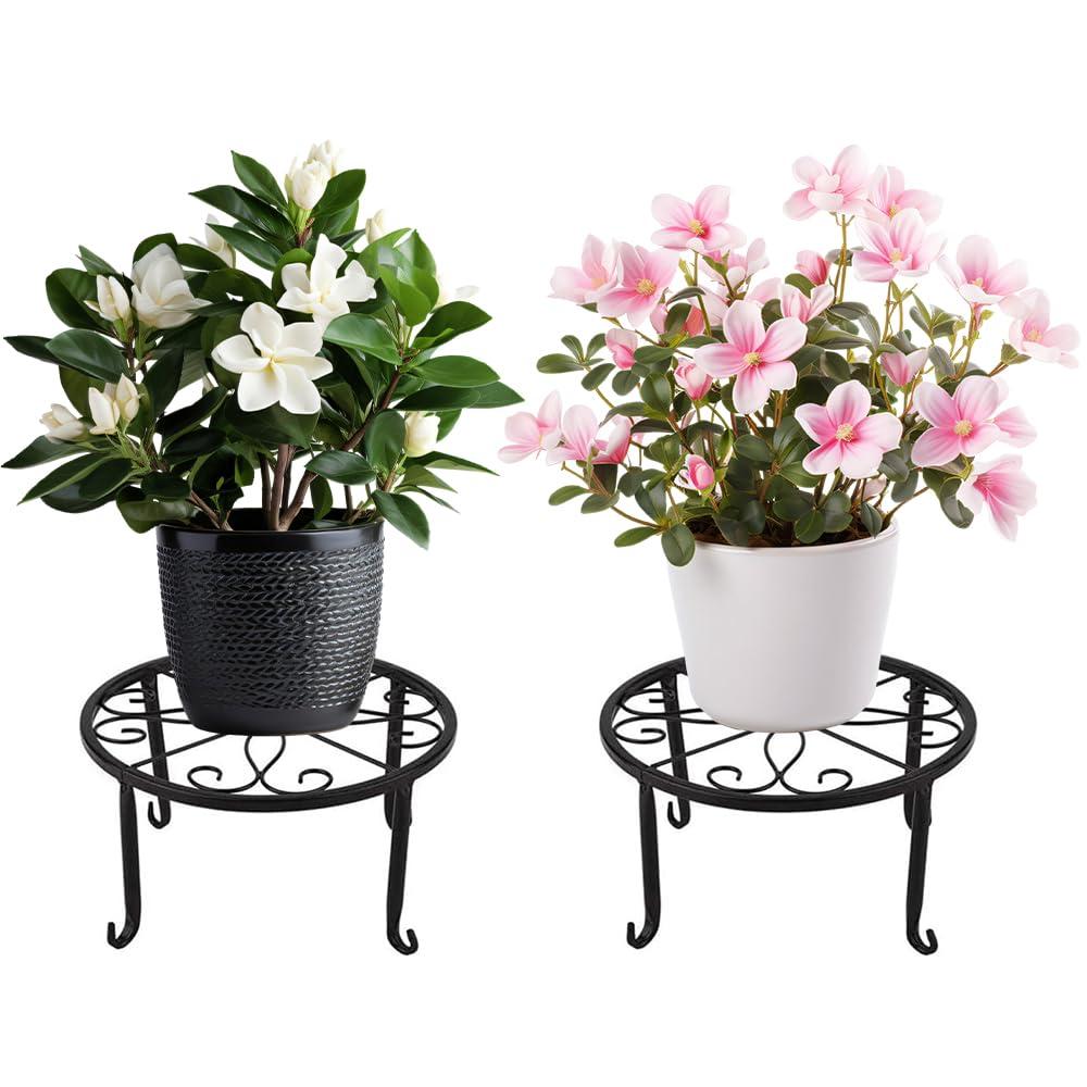 URbazaarPotted Plant Stand, Indoor Iron Flowerpot Holder Rustproof Durable Metal Garden Container Outdoor Decorative Round Supports for Planter