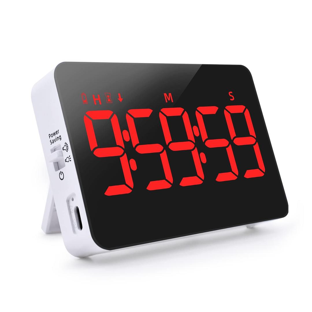 Digital Timer Kitchen Timer Count Down Up Rechargeable Kitchen Gadgets Vibration Mode Adjustable Volume and Brightness LED Display Time Management for Cook, Desk, Kids Adults Study Teaching