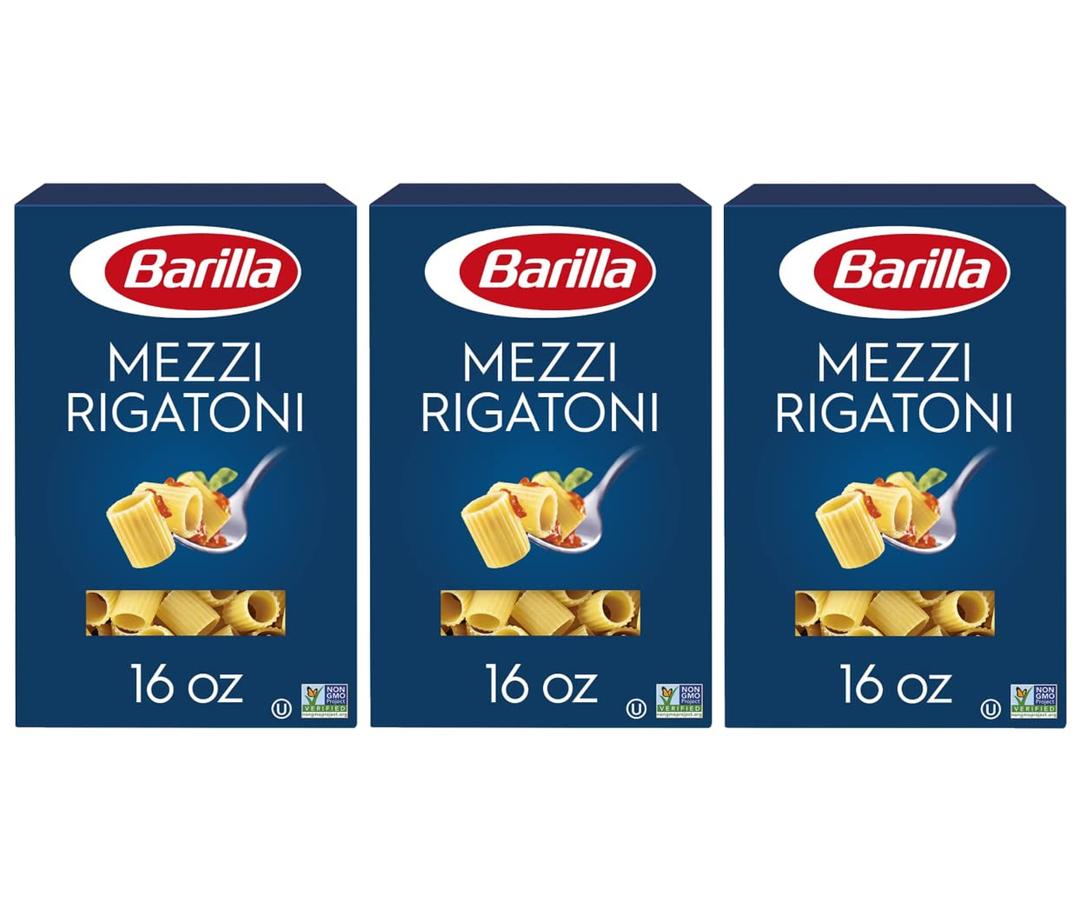 BarillaMezzi Rigatoni Pasta, 16oz Box (Pack of 3)