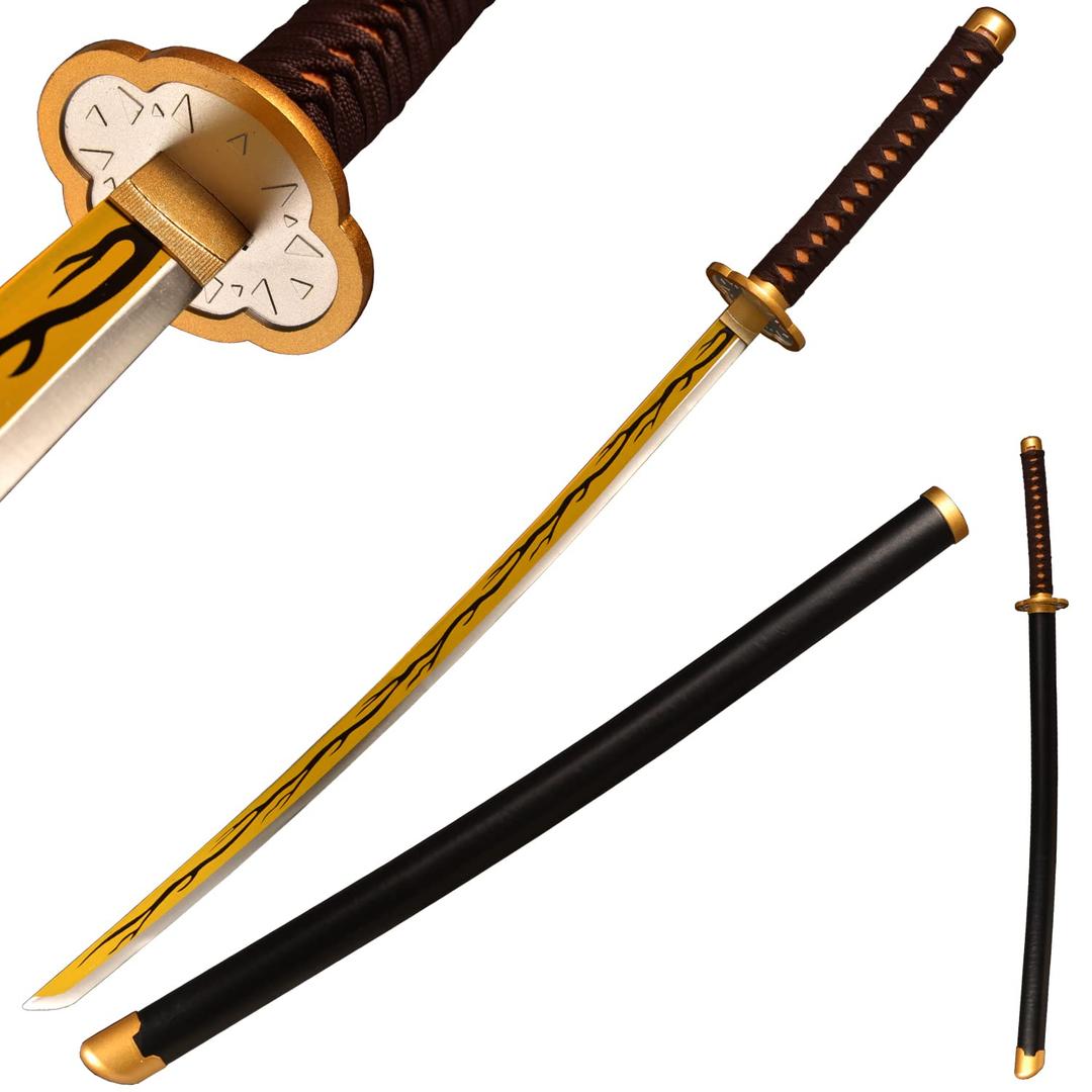 Sword fort Carbon Steel Demon Slayer Sword Real Metal, Handmade Katana Anime Cosplay Sword, About 41 inches-rengoku/tanjiro/inosuke/kokushibou A Variety of Styles