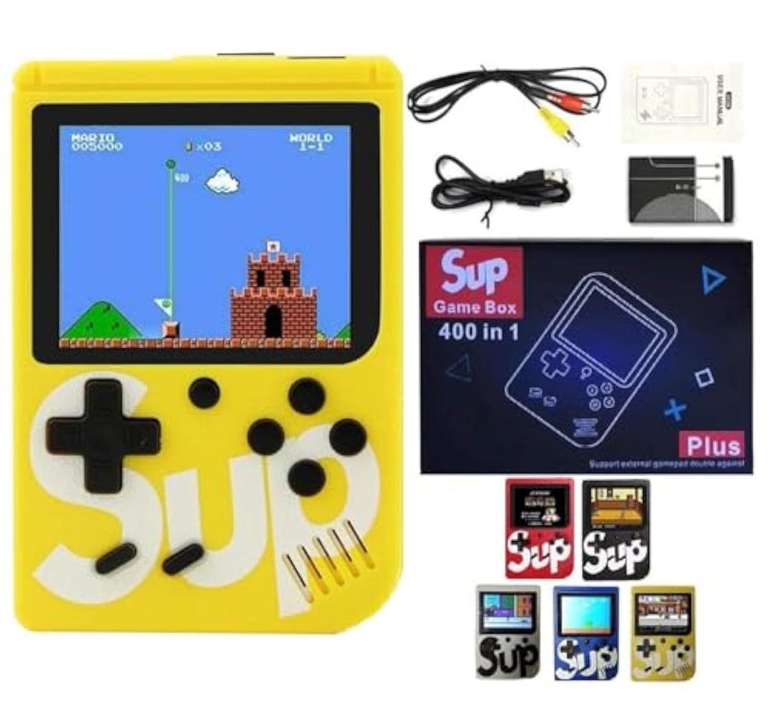 AWH SUP Game Box Plus 400 in 1 Retro Games UPGRADED VERSION mini Portable Console Handheld Gift By PRIME TECH ™ (Yellow))