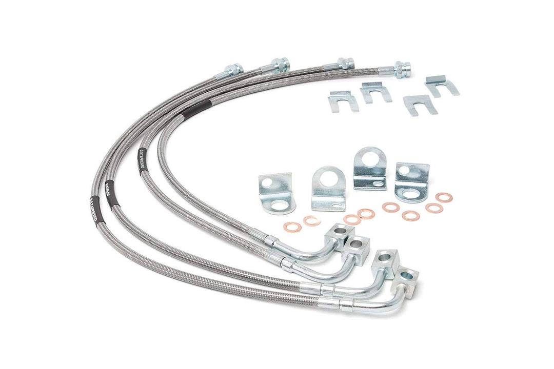 Rough Country Stainless Brake Lines for 2007-2018 Jeep Wrangler JK - 89716, Front & Rear, Stainless