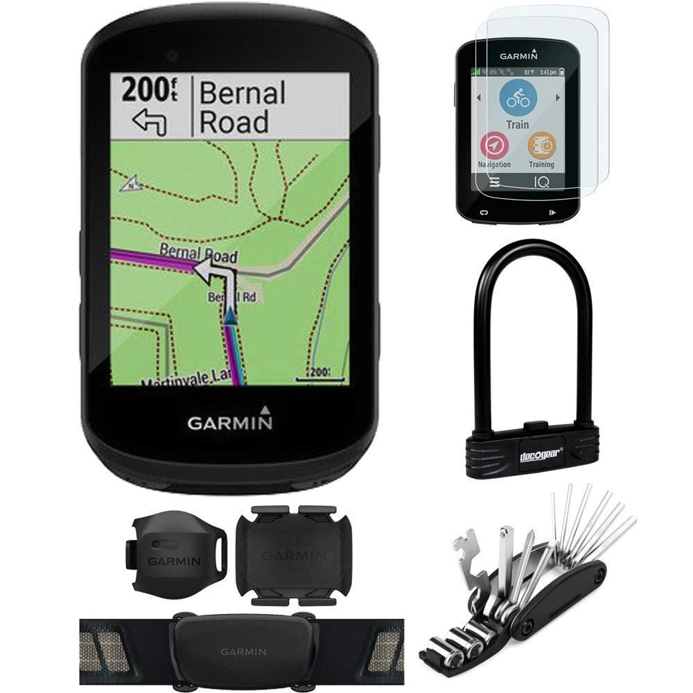 Garmin010-02060-10 Edge 530 Sensor Bundle GPS Cycling Computer Bundle with Screen Protector, Scratch Resistant Tempered Glass, Heavy Duty Combination U-Lock and Multi-Function Bike Tool Kit