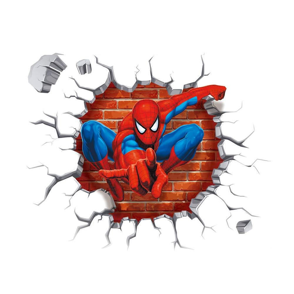 IXSIUZOSpiderman Wall Stickers DIY Removable Spiderman Children Themed Art Boy Room Wall Sticker Bedroom Nursery Playroom Decoration Wall Stickers