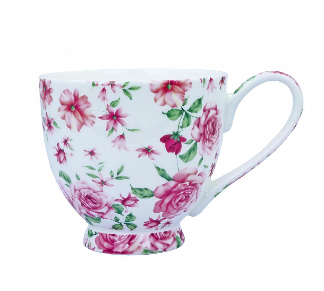 16oz Bone China Coffee Mugs for Women Mugs Flora Coffee Tea Cups Novetly Coffee Cups Gift for Women Mom Friends (White rose)