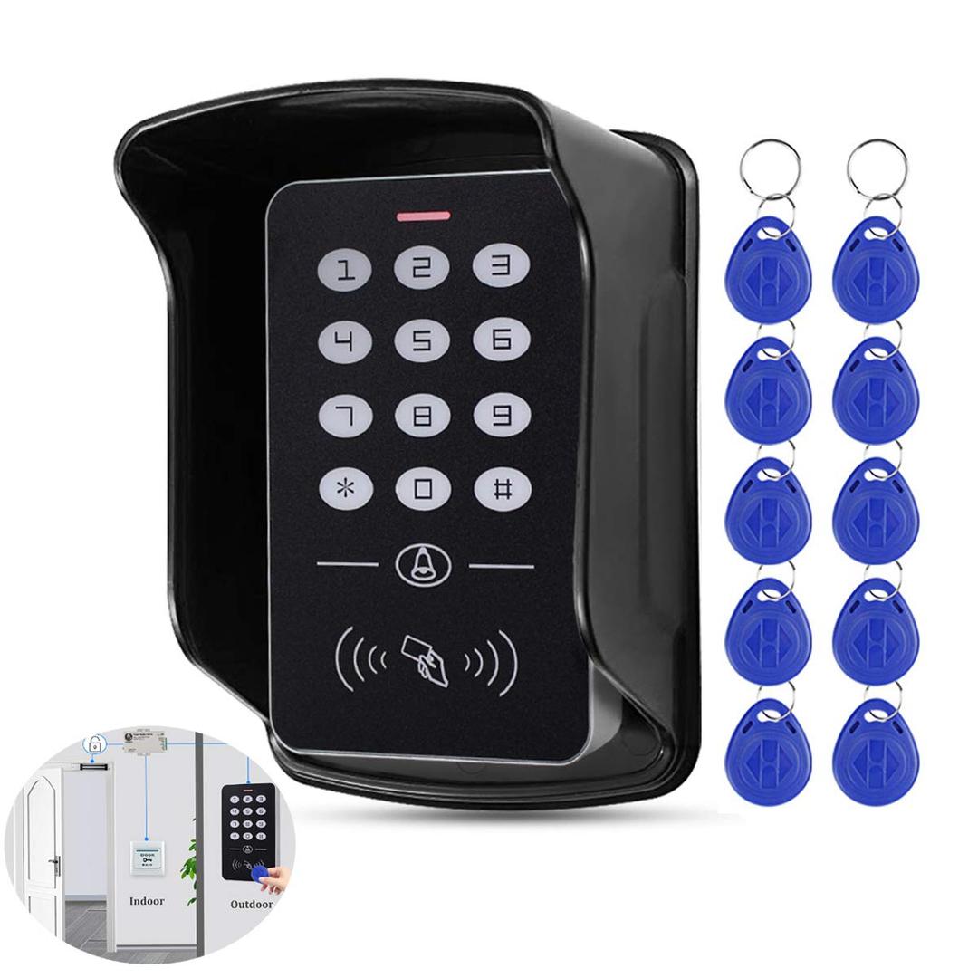 LUCINE 1000 Users RFID Keypad, Door Lock Access Controller, Stand-alone Access Reader, 125KHz ID Door Opener, PIN Code, with Rainproof Cover and 10pcs Proximity Cards