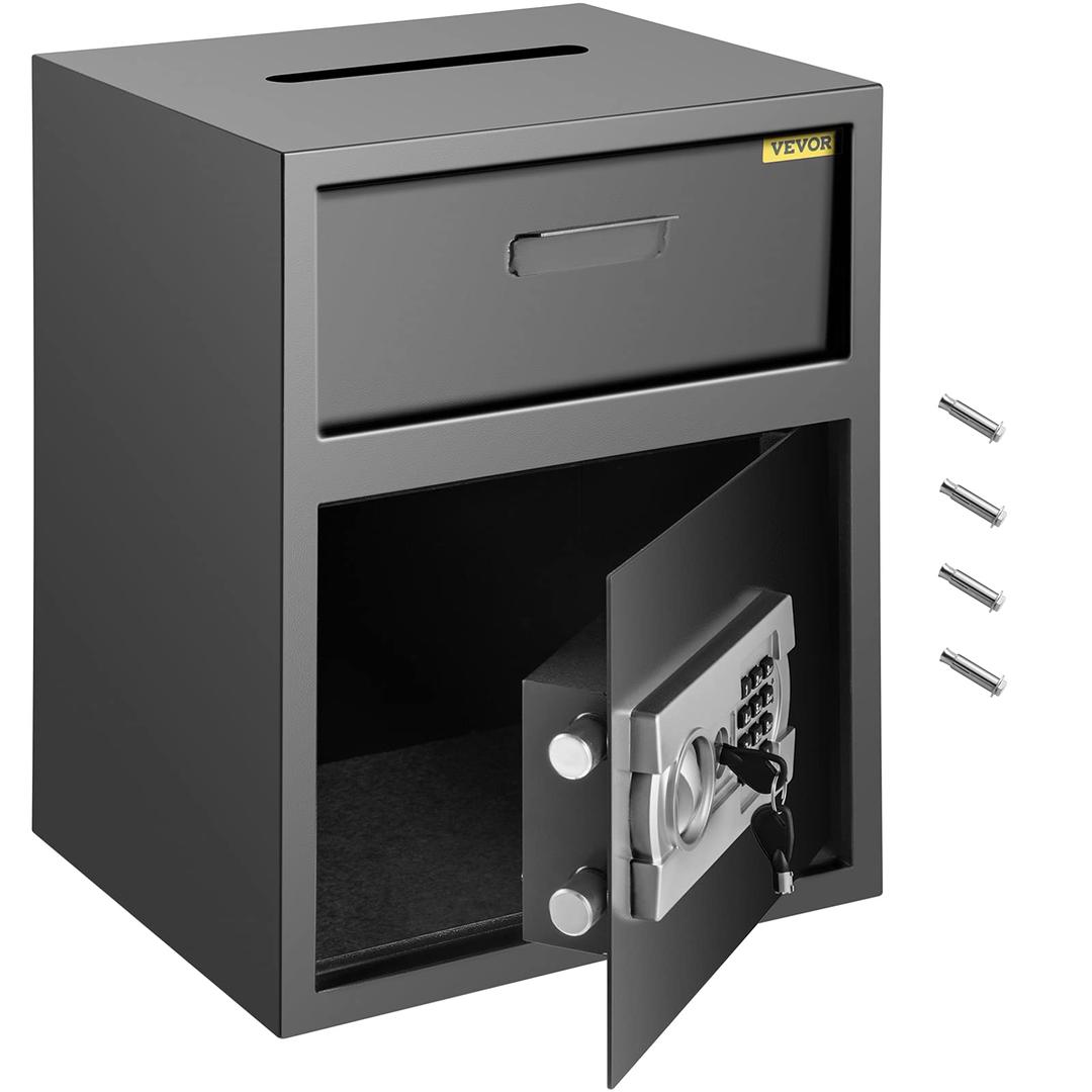 VEVOR Digital Depository Safe 1.7 Cubic Feet Made of Carbon Steel Electronic Code Lock Depository Safe with Deposit Slot with Two Emergency Keys Depository Box for Home Hotel Restaurant and Office