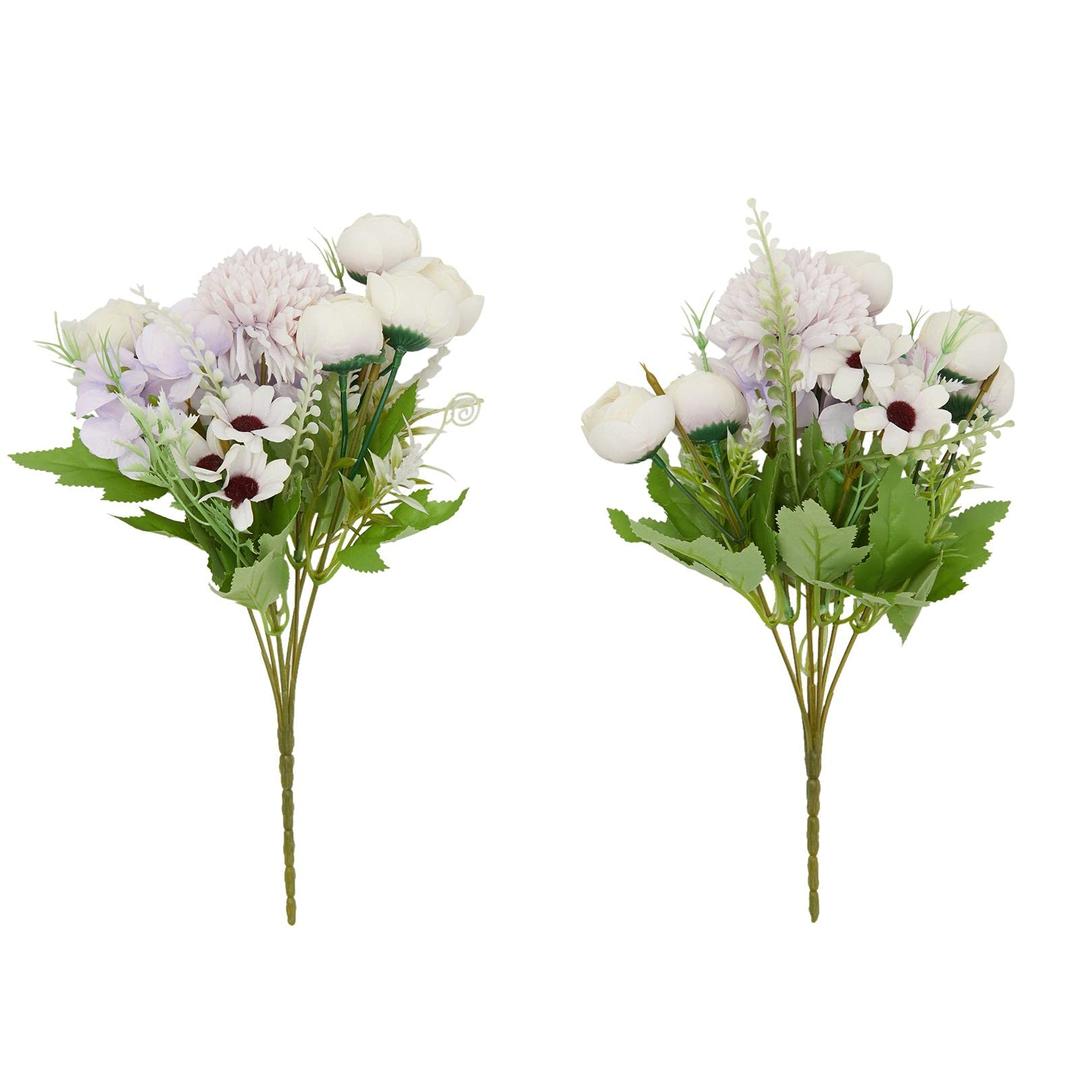 2 Pack Silk Peony and Hydrangea Artificial Flower Bouquets, Faux Flowers for Decorations, Table Centerpieces, Fake Floral Arrangements for Women and Girls (12 x 5 in, Lavender)