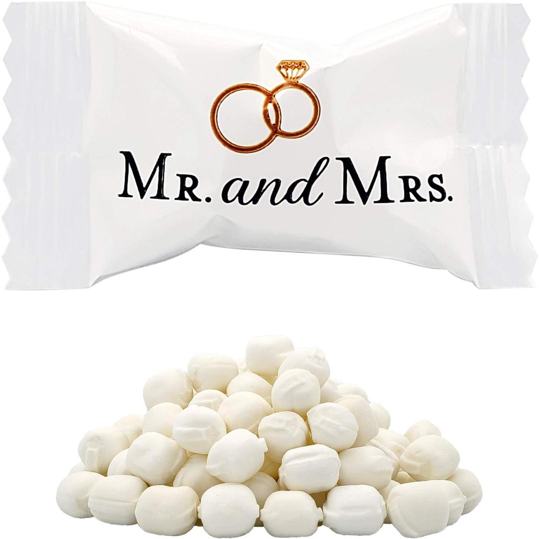 The Dreidel Company Mr. & Mrs. Wedding Buttermints, Mint Candies, After Dinner Mints, Butter Mint Candy, Fat-Free, Individually Wrapped (55 Pieces)