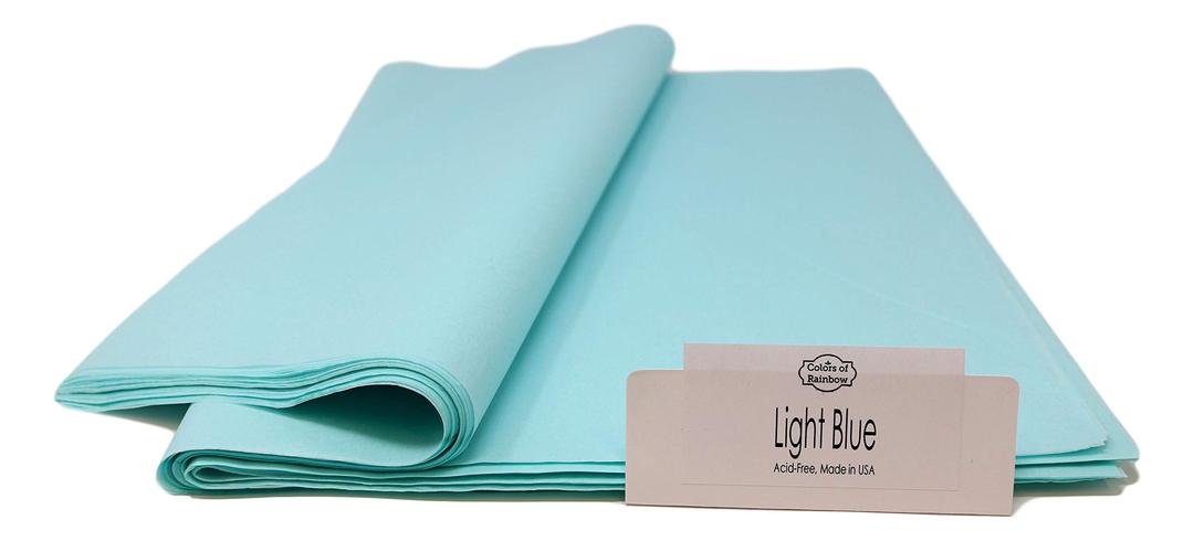 Colors of Rainbow – Light Blue – 96 Sheets - 20 Inch x 14.5 Inch - Gift Wrapping Tissue Paper for Gift Bags Boxes Baskets Packaging Baby Shower Bridal Shower DIY Craft (Light Blue)