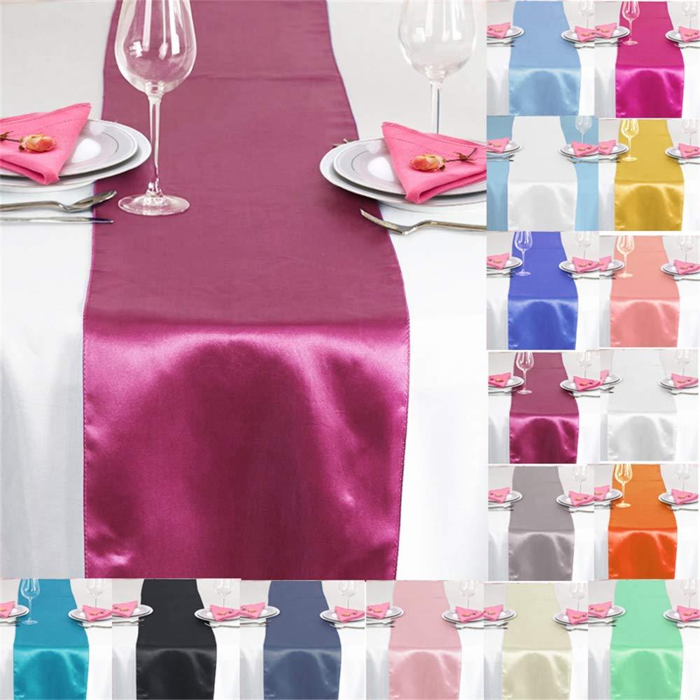 Time to Sparkle 5PCS 12x108inch Satin Table Runner for Wedding Festival Party Table Decoration (Burgundy)