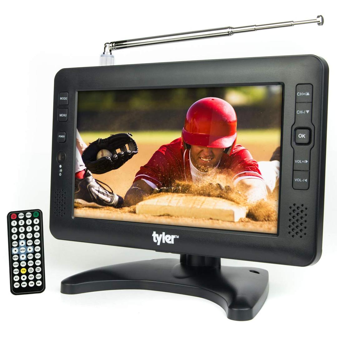 Tyler9" 1080p Portable TV LCD Monitor Rechargeable Battery Powered Wireless Capability HD-TV, USB, SD Card, AC/DC, Remote Control Built in Stand Small for Car Kids Travel