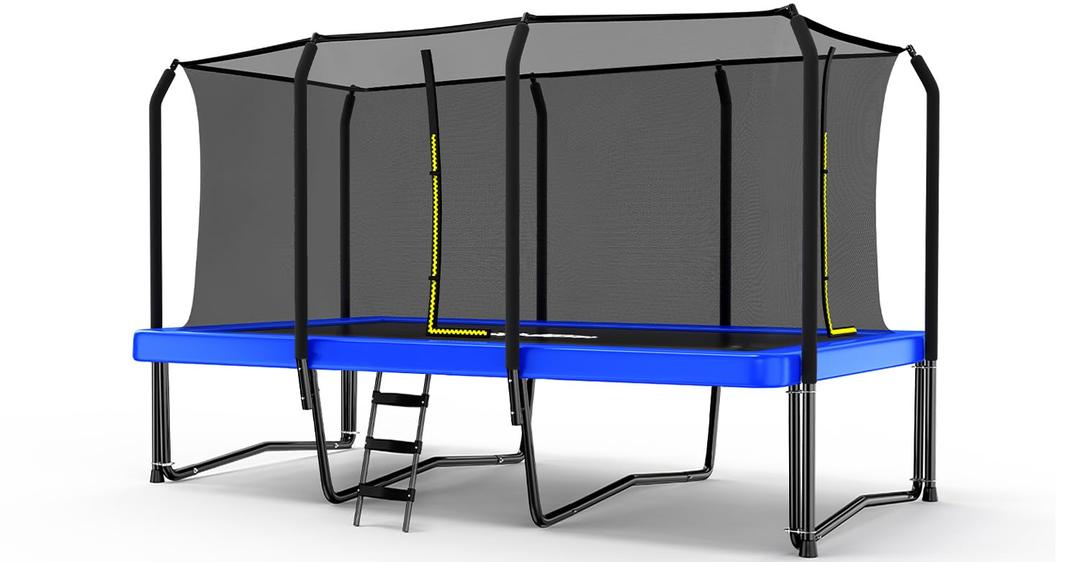 Zupapa 1500LBS Weight Capacity Rectangle Trampoline 9X15FT 8X14FT Outdoor Square Gymnastics Trampolines for Kids Adults Long Rectangular Tumbling Trampolin