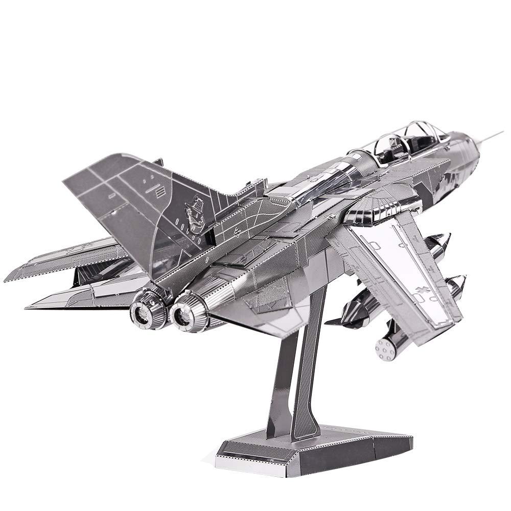 Piececool3D Metal Puzzle for Adults, Tornado Fighter Jet Military Airplane Models Kits to Build for Teens Men Hobbies Toys DIY Brain Teaser Puzzles, Great Birthday Gifts, 83 Pcs