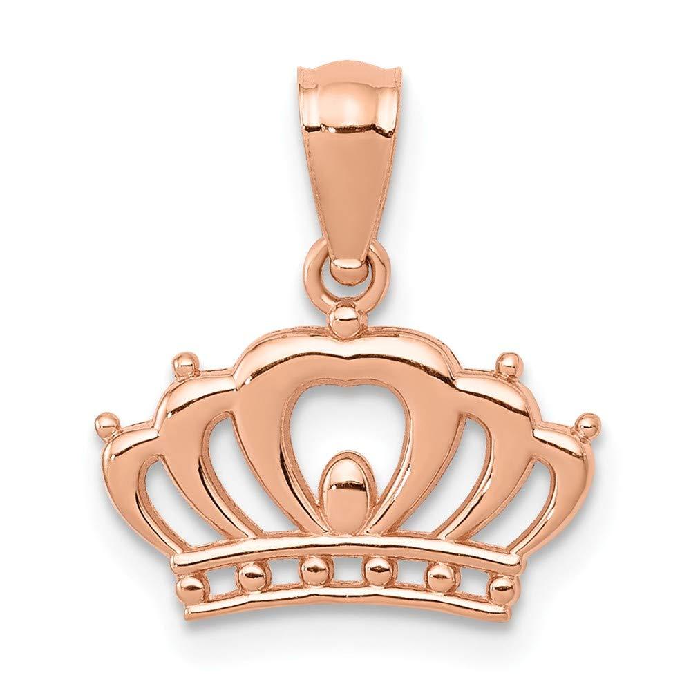 14k Rose Gold Crown Pendant Charm Necklace Fine Jewelry For Women Gifts For Her